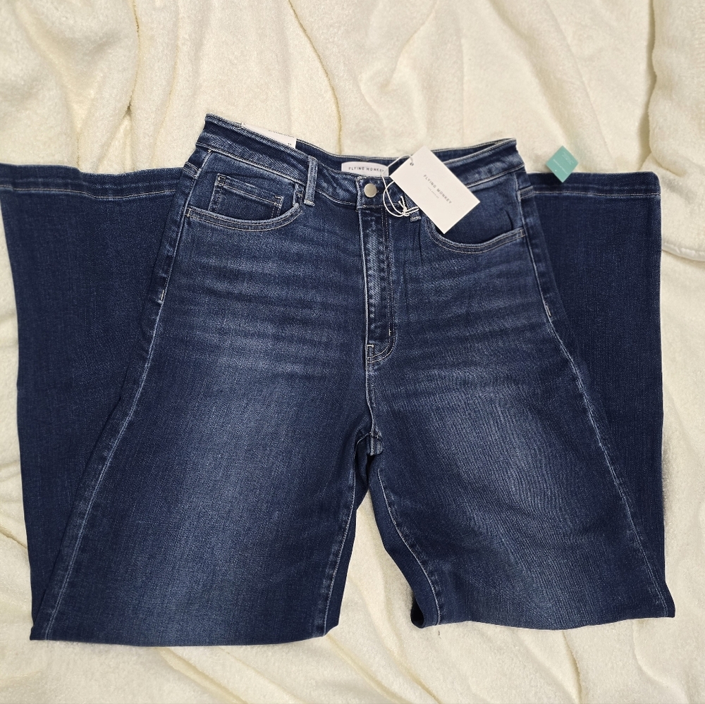 Flying Monkey Dark Indigo Super High Rise Wide Leg Jeans NWT 31